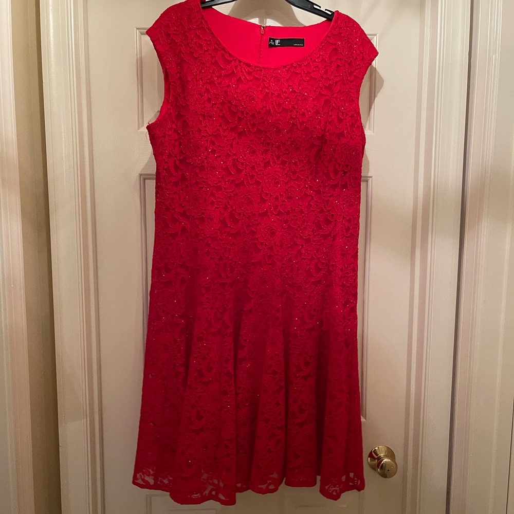 Red Leslie Fay cocktail Dress Size 18